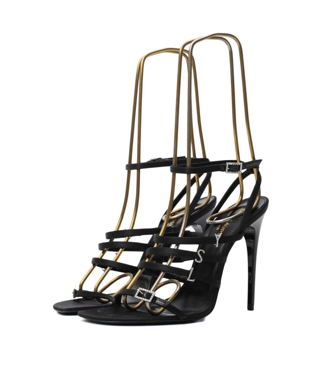 SAINT LAURENT Черные кожаные босоножки, фото 3