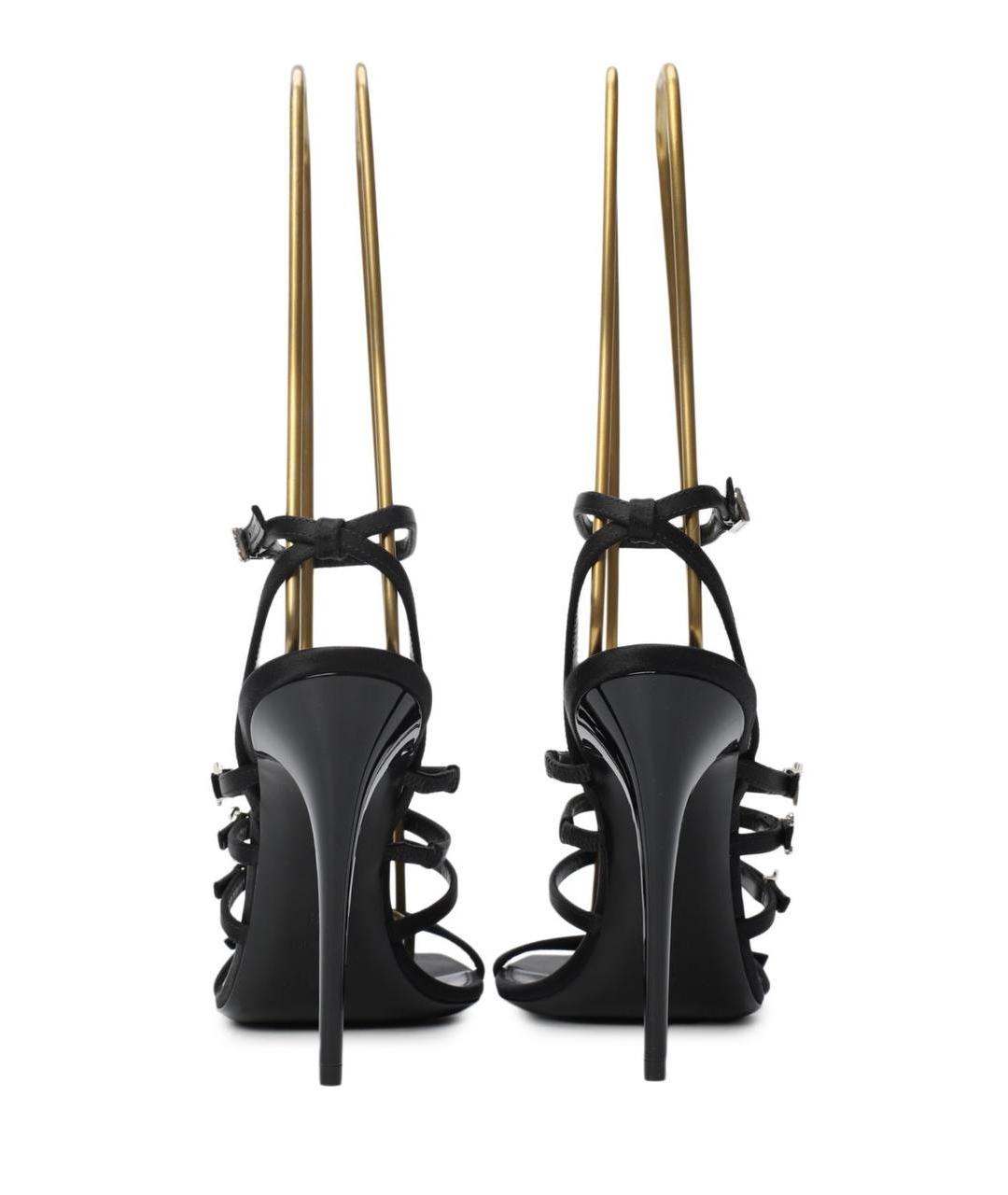 SAINT LAURENT Черные кожаные босоножки, фото 4