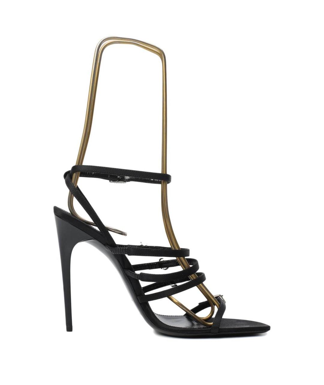 SAINT LAURENT Черные кожаные босоножки, фото 5