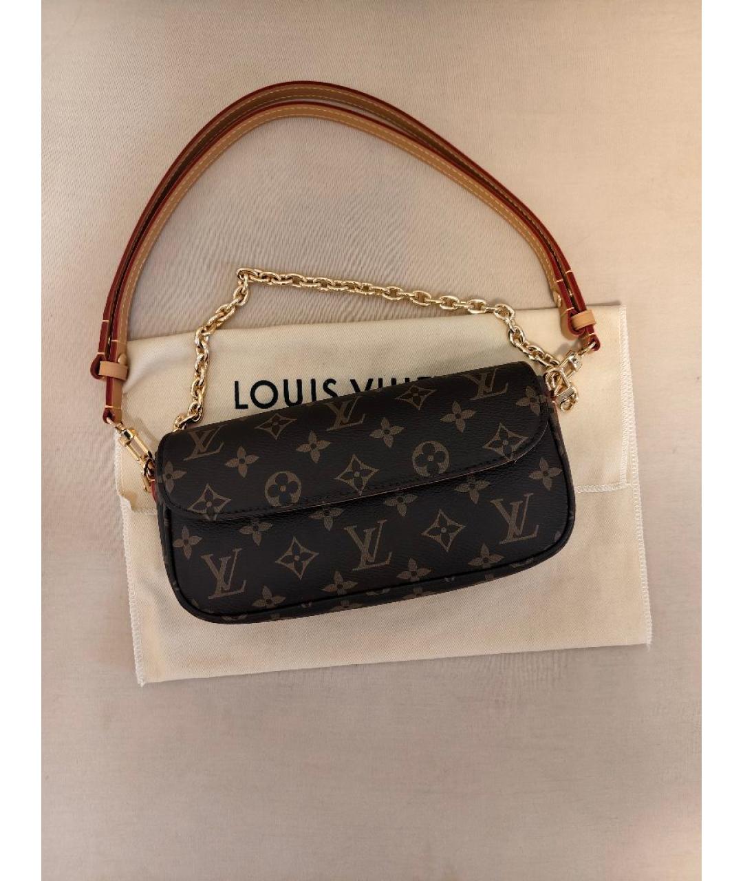 LOUIS VUITTON Коричневая сумка с короткими ручками из искусственной кожи, фото 2