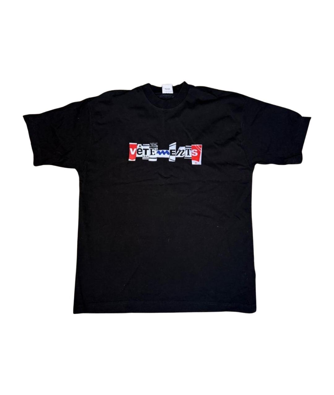 VETEMENTS Черная хлопковая футболка, фото 1