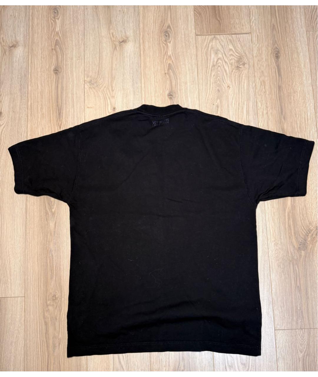 VETEMENTS Черная хлопковая футболка, фото 2