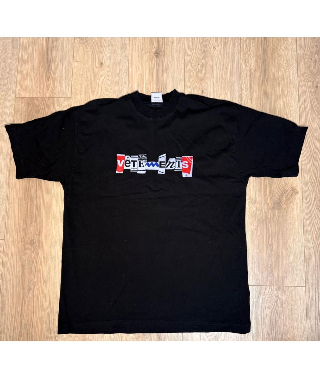 VETEMENTS Черная хлопковая футболка, фото 4