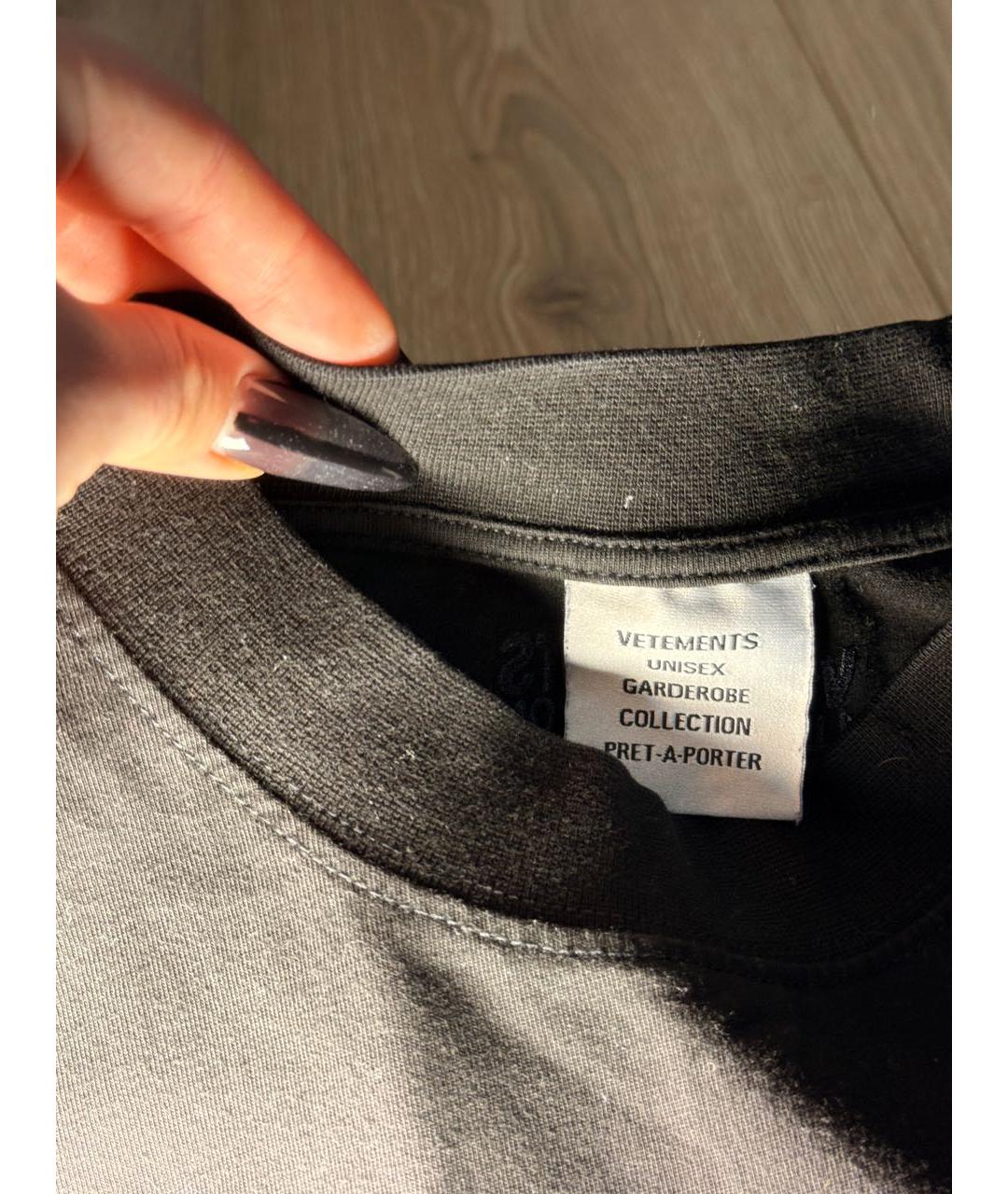 VETEMENTS Черная хлопковая футболка, фото 3