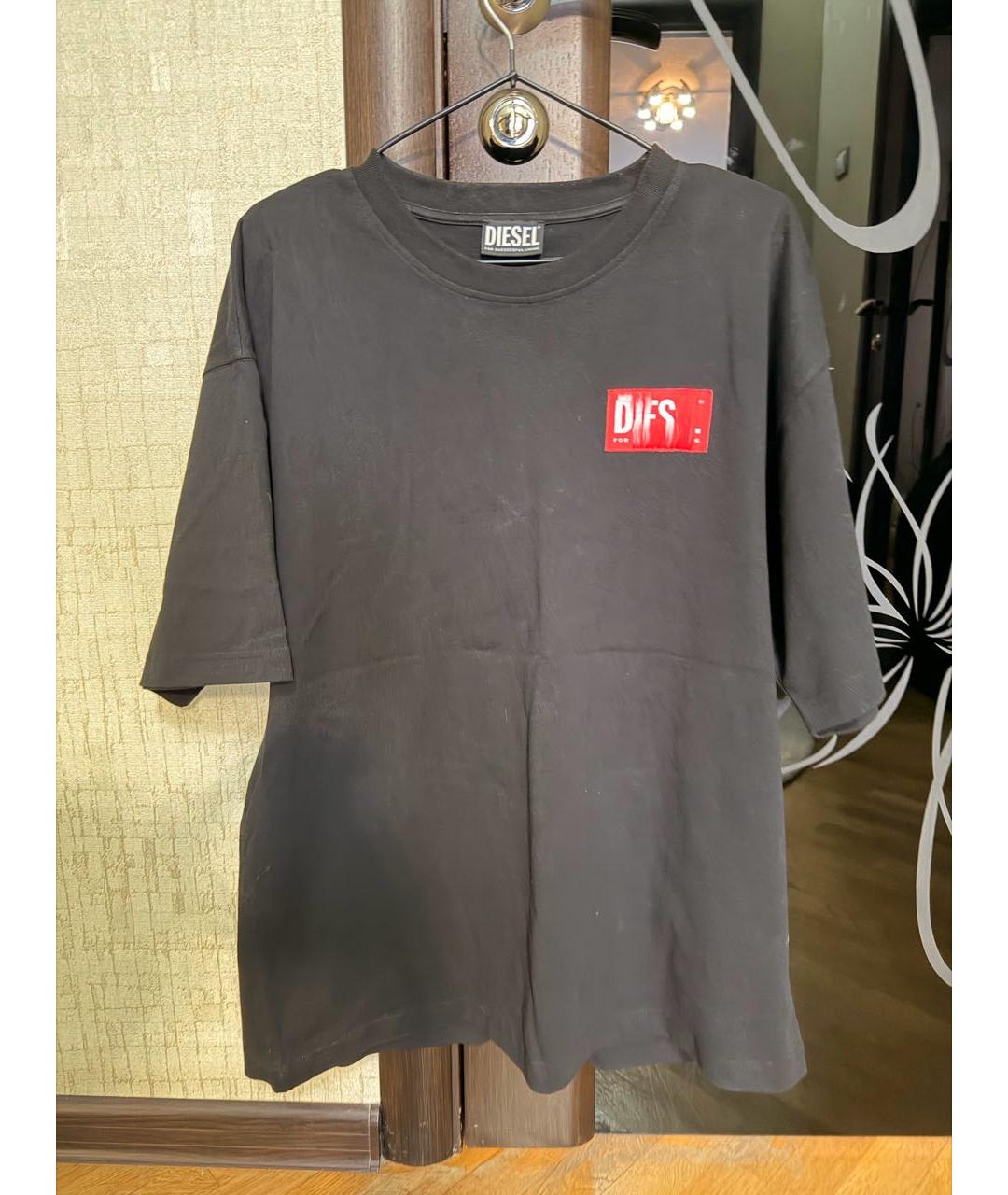 DIESEL Черная хлопковая футболка, фото 5