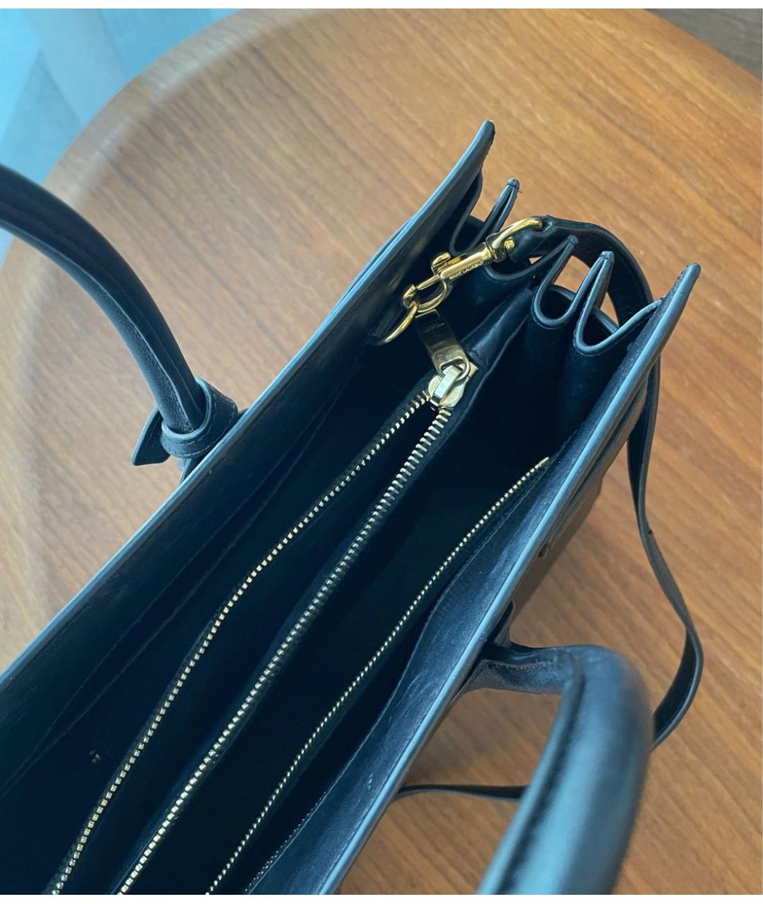 SAINT LAURENT Черная кожаная сумка с короткими ручками, фото 4