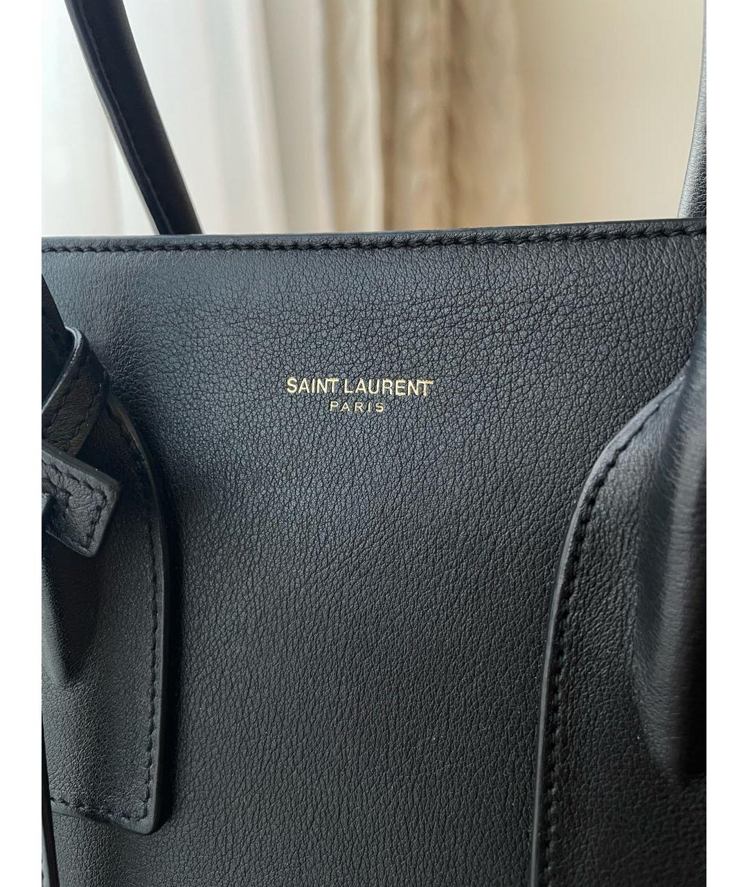 SAINT LAURENT Черная кожаная сумка с короткими ручками, фото 5