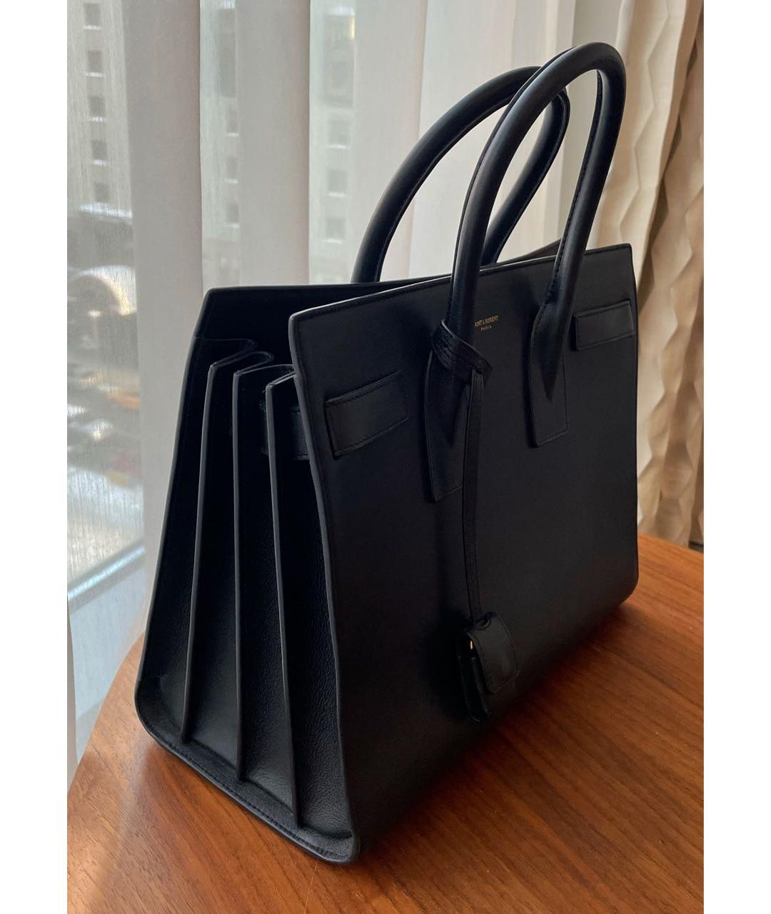 SAINT LAURENT Черная кожаная сумка с короткими ручками, фото 2