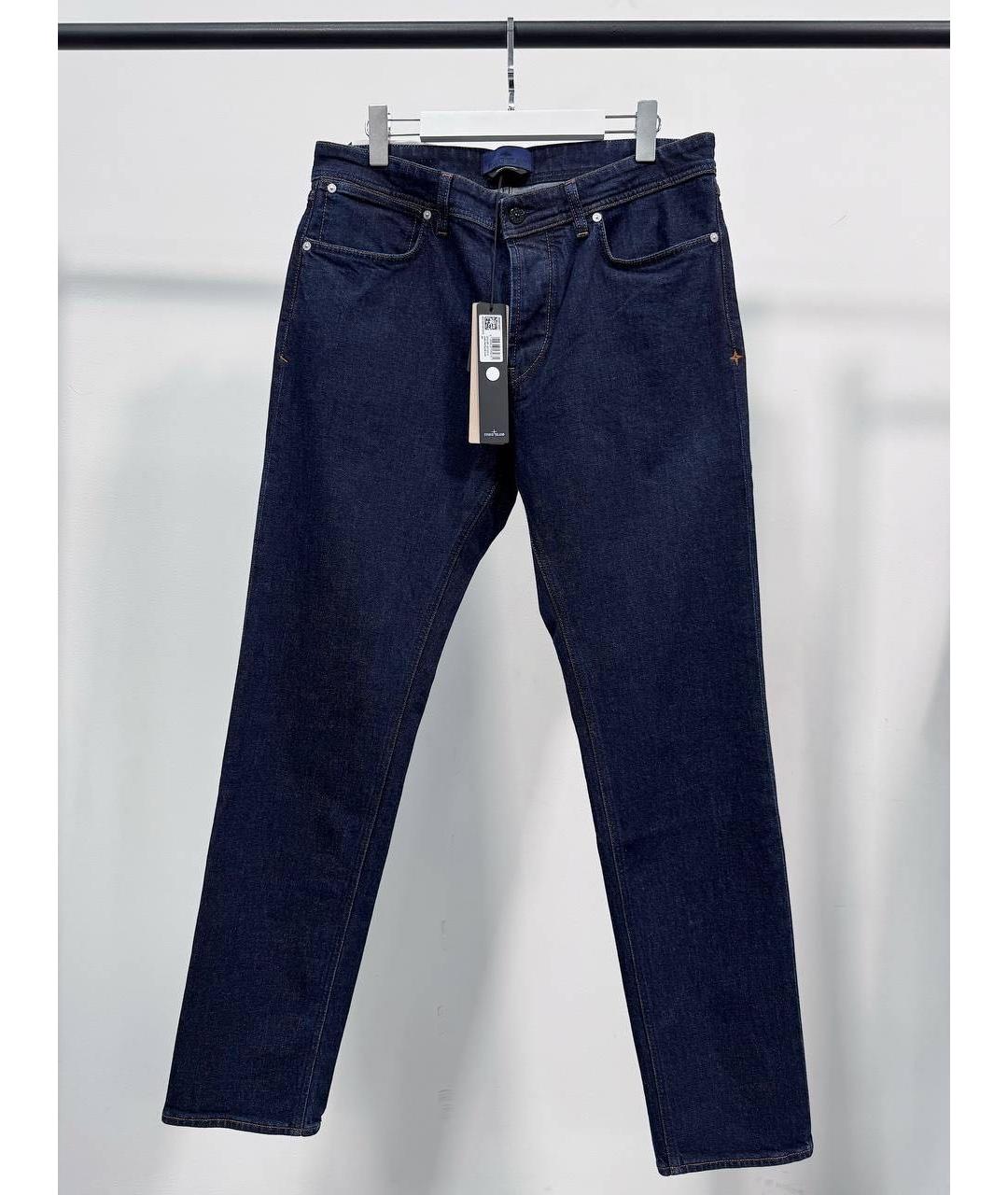 STONE ISLAND Темно-синие хлопковые джинсы скинни, фото 5