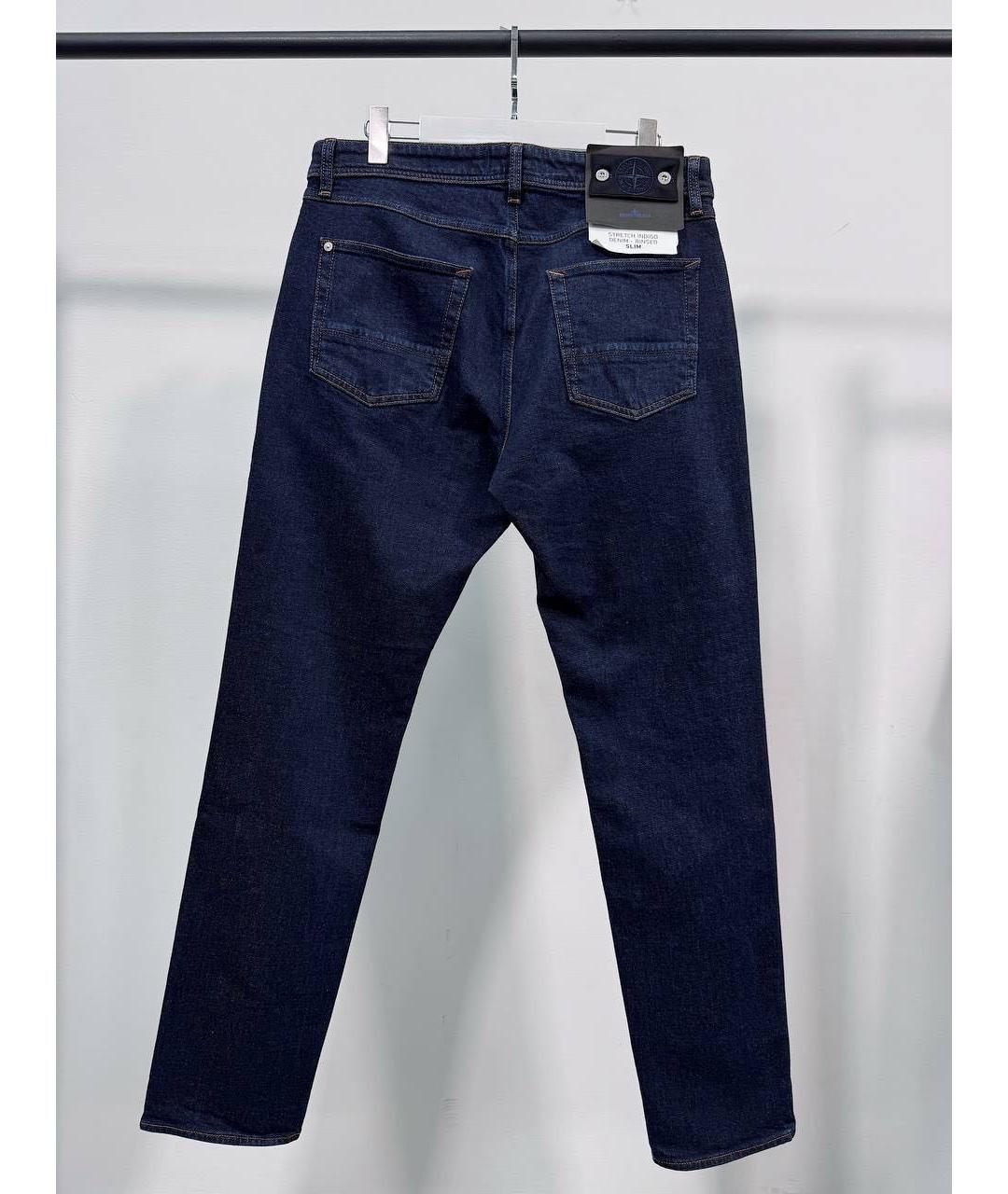 STONE ISLAND Темно-синие хлопковые джинсы скинни, фото 3