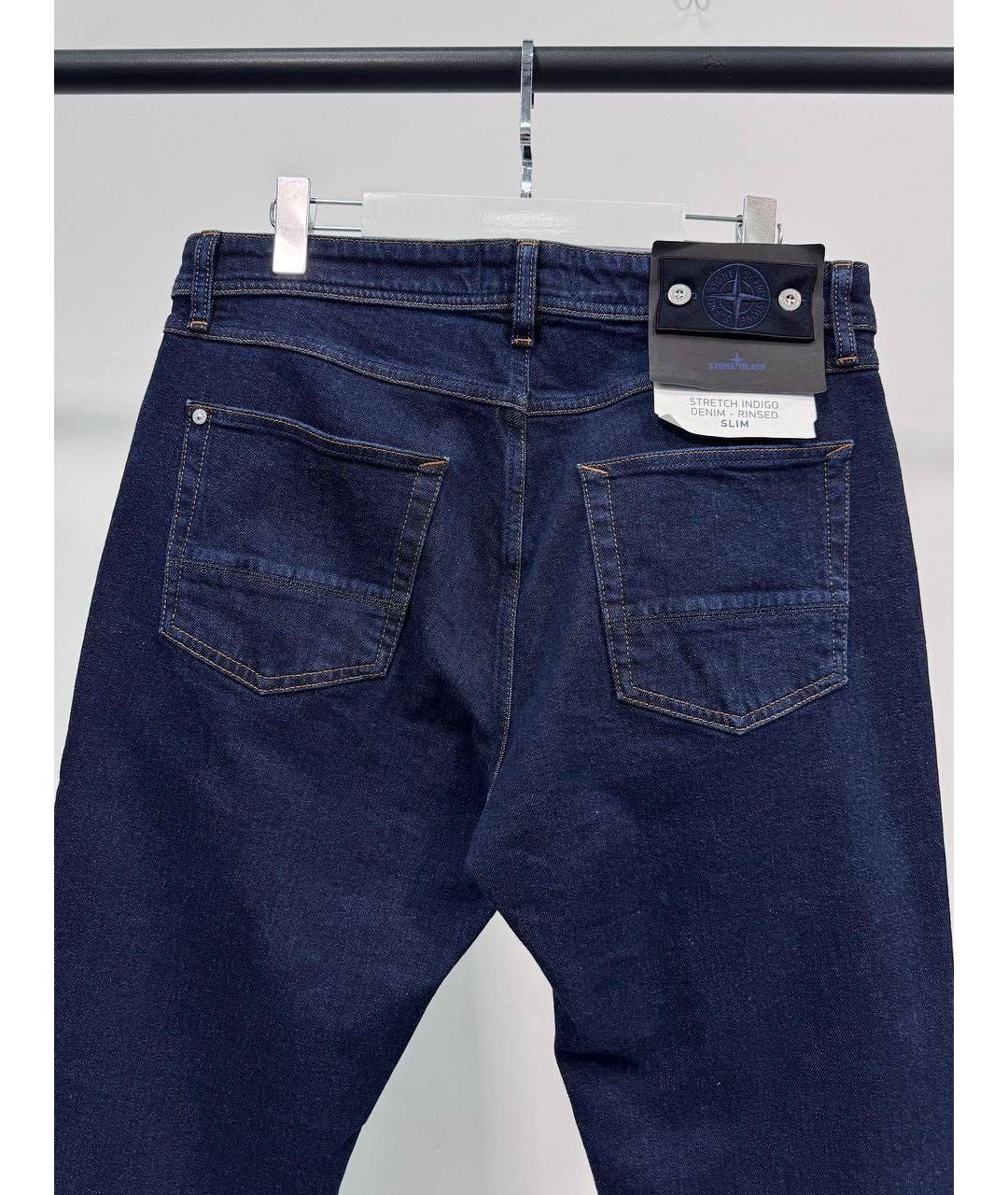 STONE ISLAND Темно-синие хлопковые джинсы скинни, фото 4