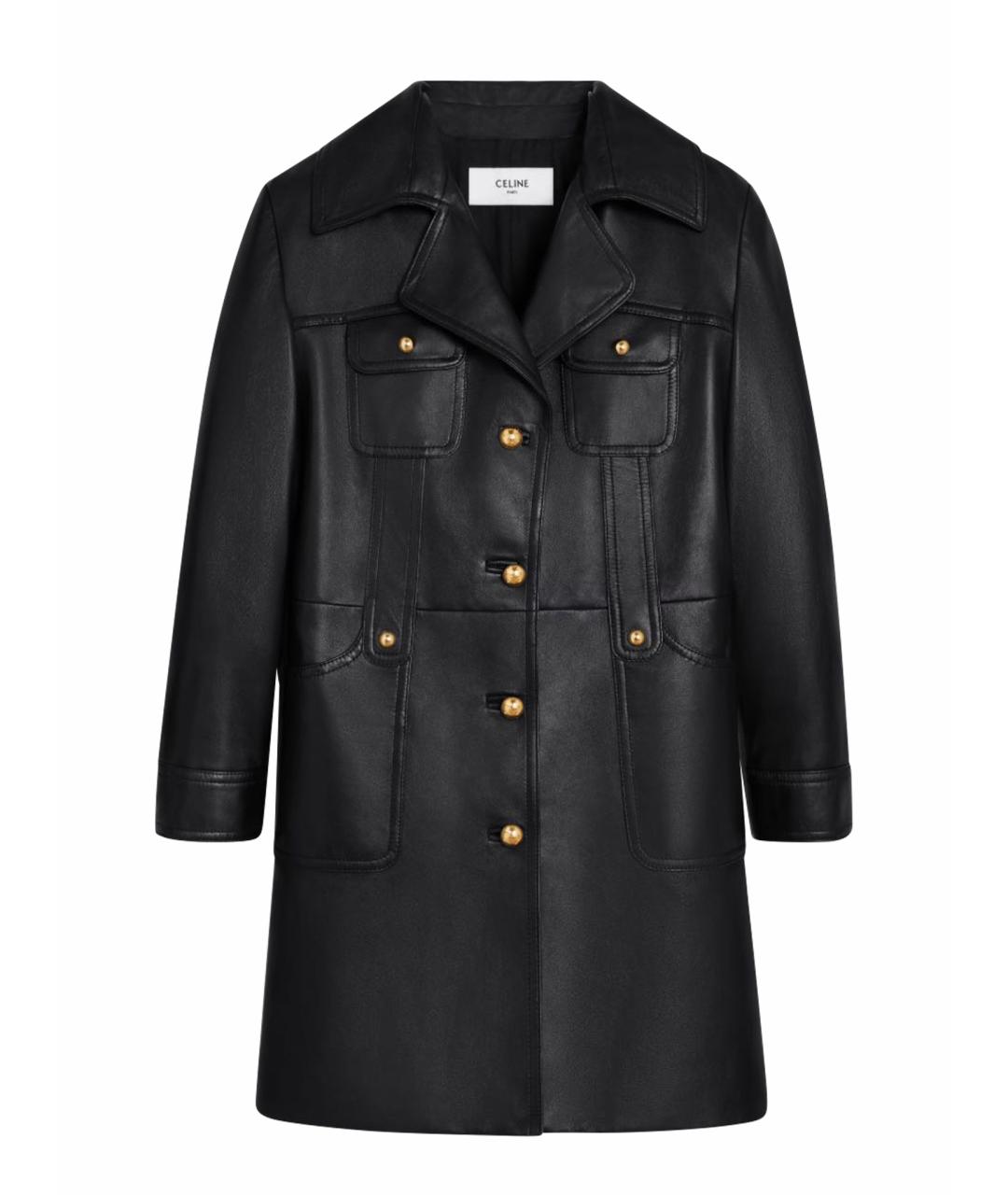 CELINE Черный кожаный тренч/плащ, фото 1