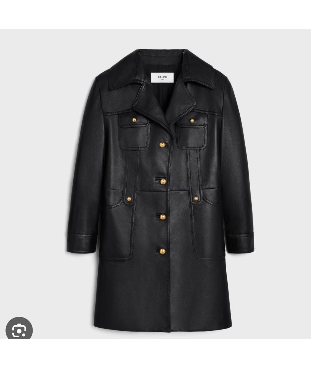 CELINE Черный кожаный тренч/плащ, фото 3