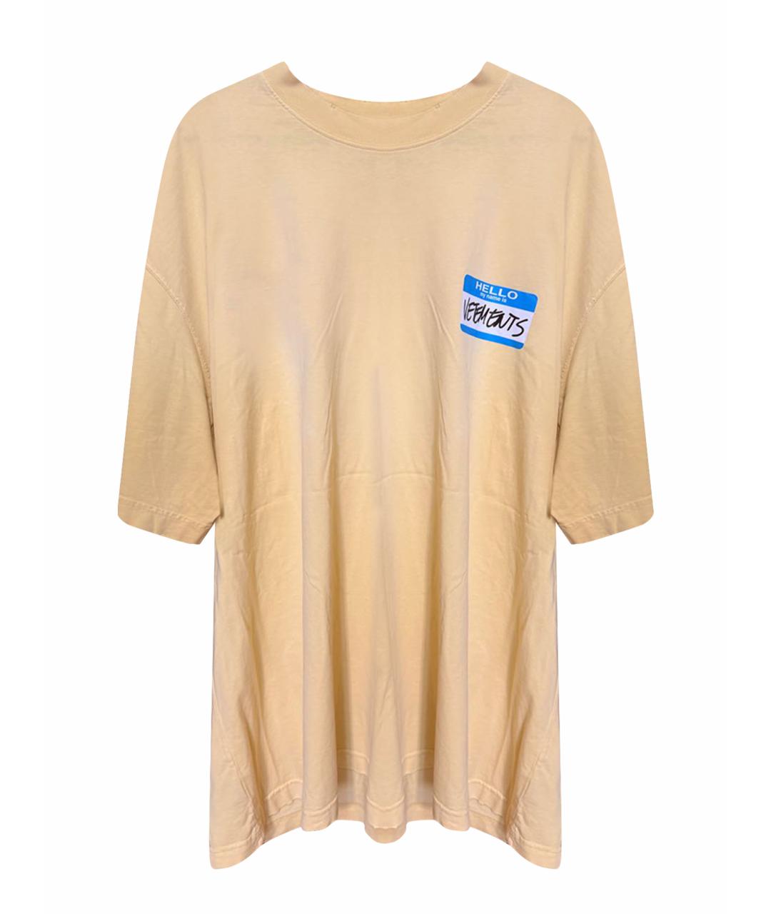 VETEMENTS Желтая хлопко-эластановая футболка, фото 1