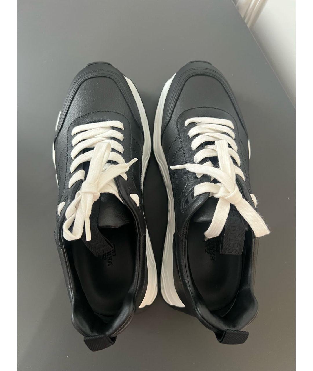 HERMES Черные кожаные кроссовки, фото 3