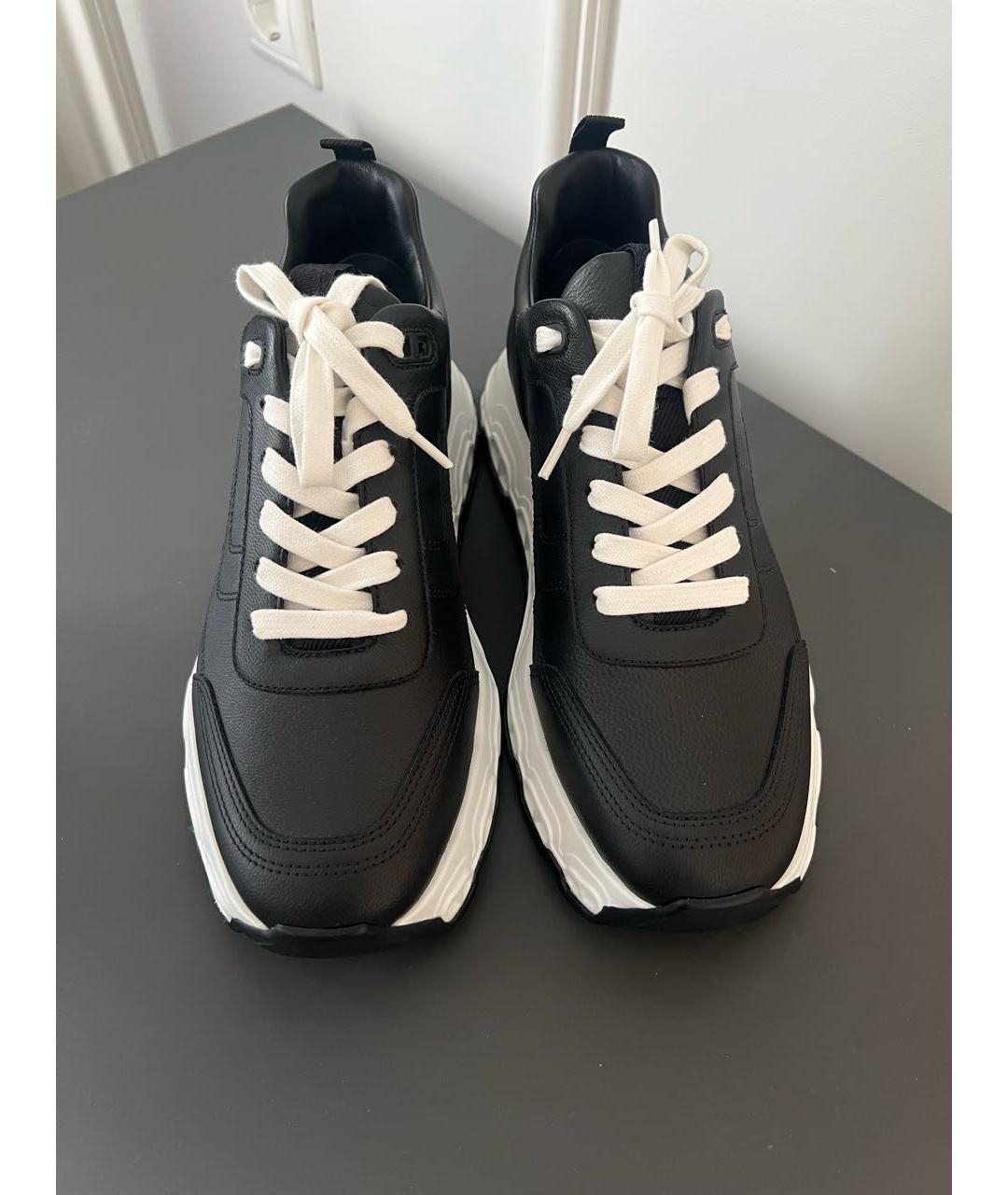 HERMES Черные кожаные кроссовки, фото 2