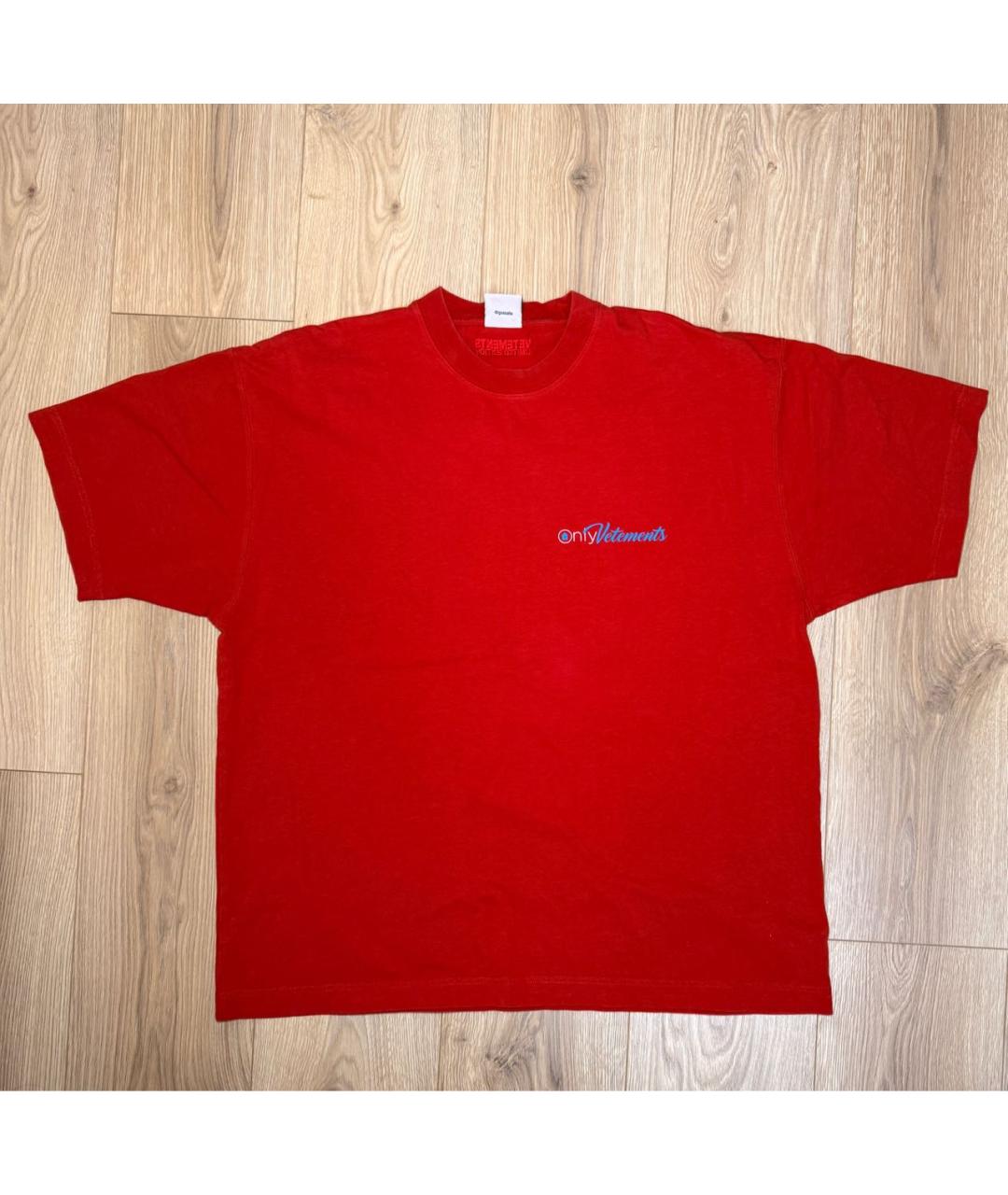 VETEMENTS Красная хлопковая футболка, фото 4