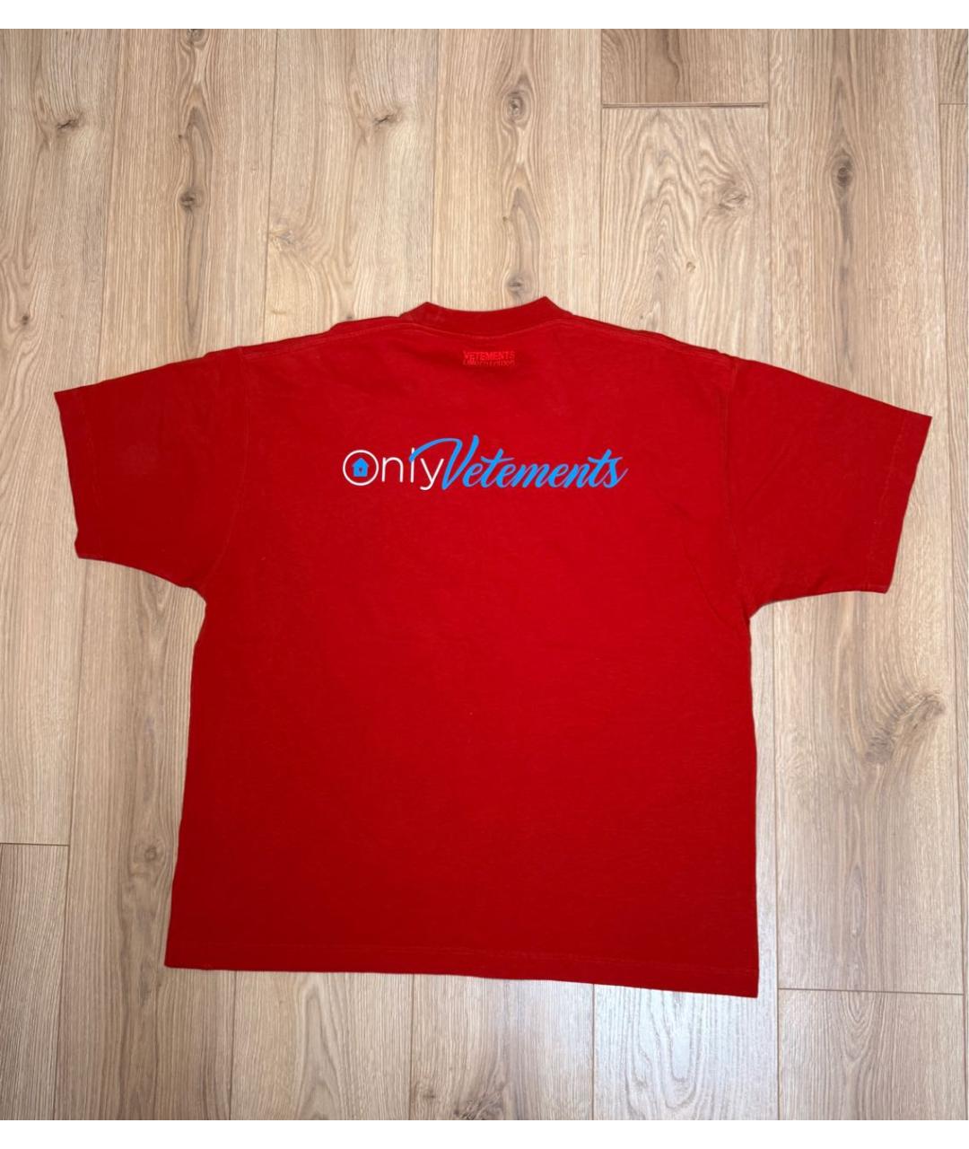 VETEMENTS Красная хлопковая футболка, фото 2