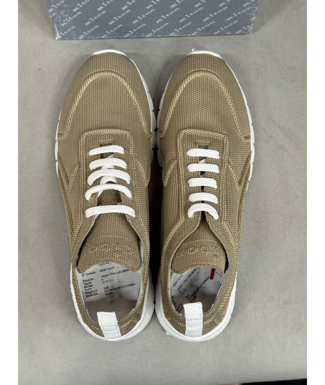 KITON Бежевые текстильные низкие кроссовки / кеды, фото 3
