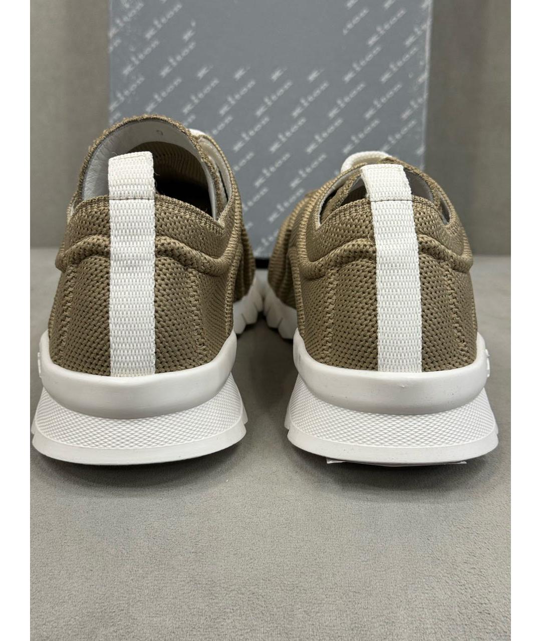 KITON Бежевые текстильные низкие кроссовки / кеды, фото 4