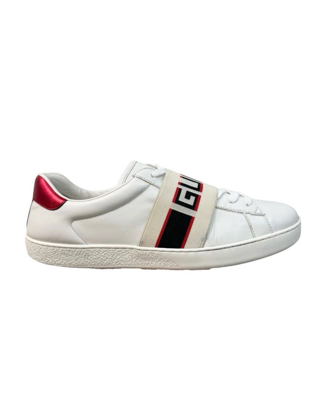 GUCCI Белые кожаные низкие кроссовки / кеды, фото 8