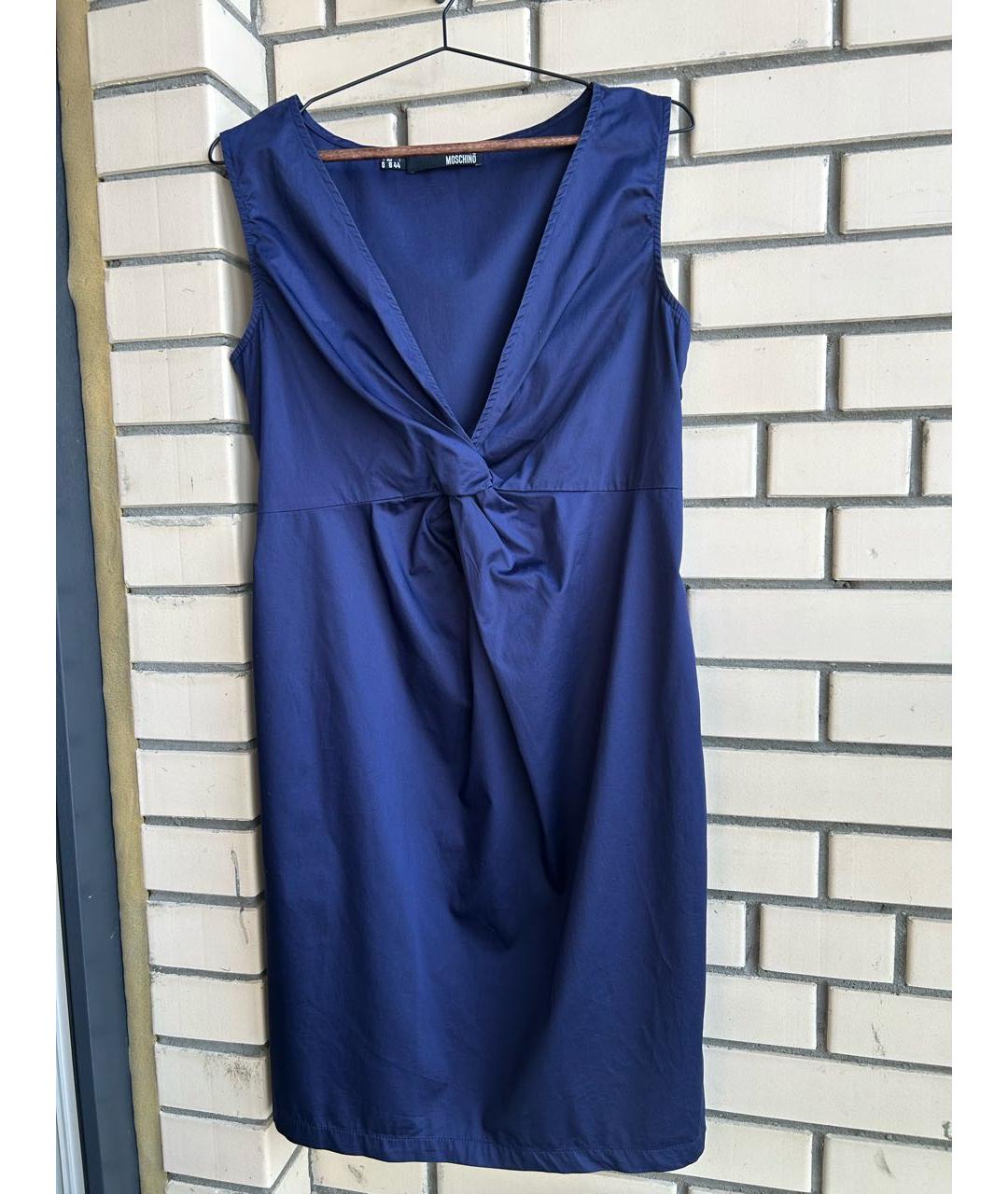 LOVE MOSCHINO Темно-синее хлопко-эластановое повседневное платье, фото 9