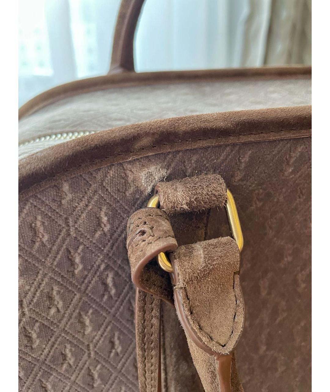 SAINT LAURENT Коричневая замшевая сумка с короткими ручками, фото 5