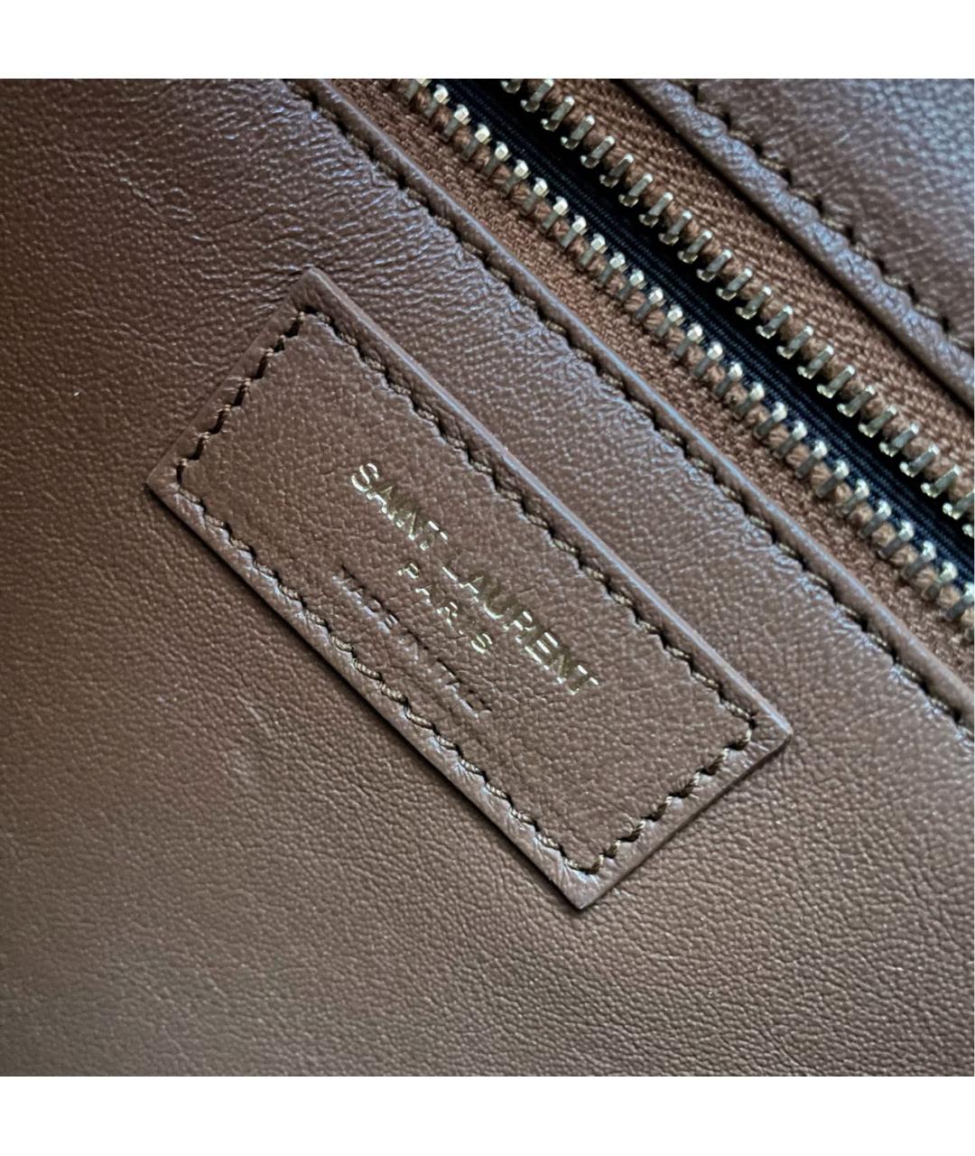 SAINT LAURENT Коричневая замшевая сумка с короткими ручками, фото 6