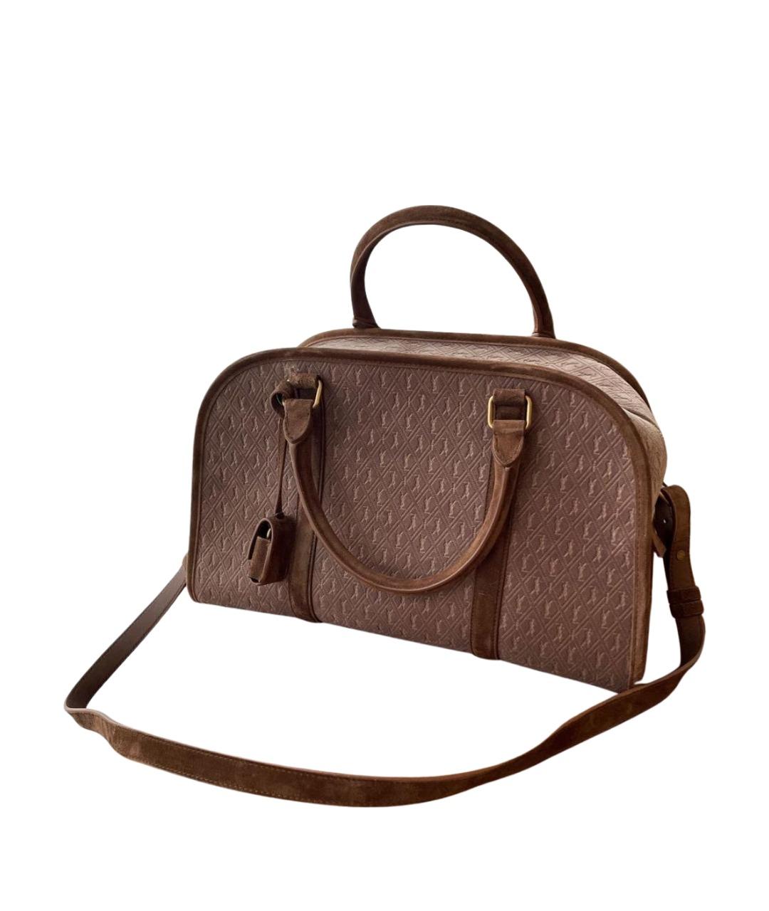 SAINT LAURENT Коричневая замшевая сумка с короткими ручками, фото 1