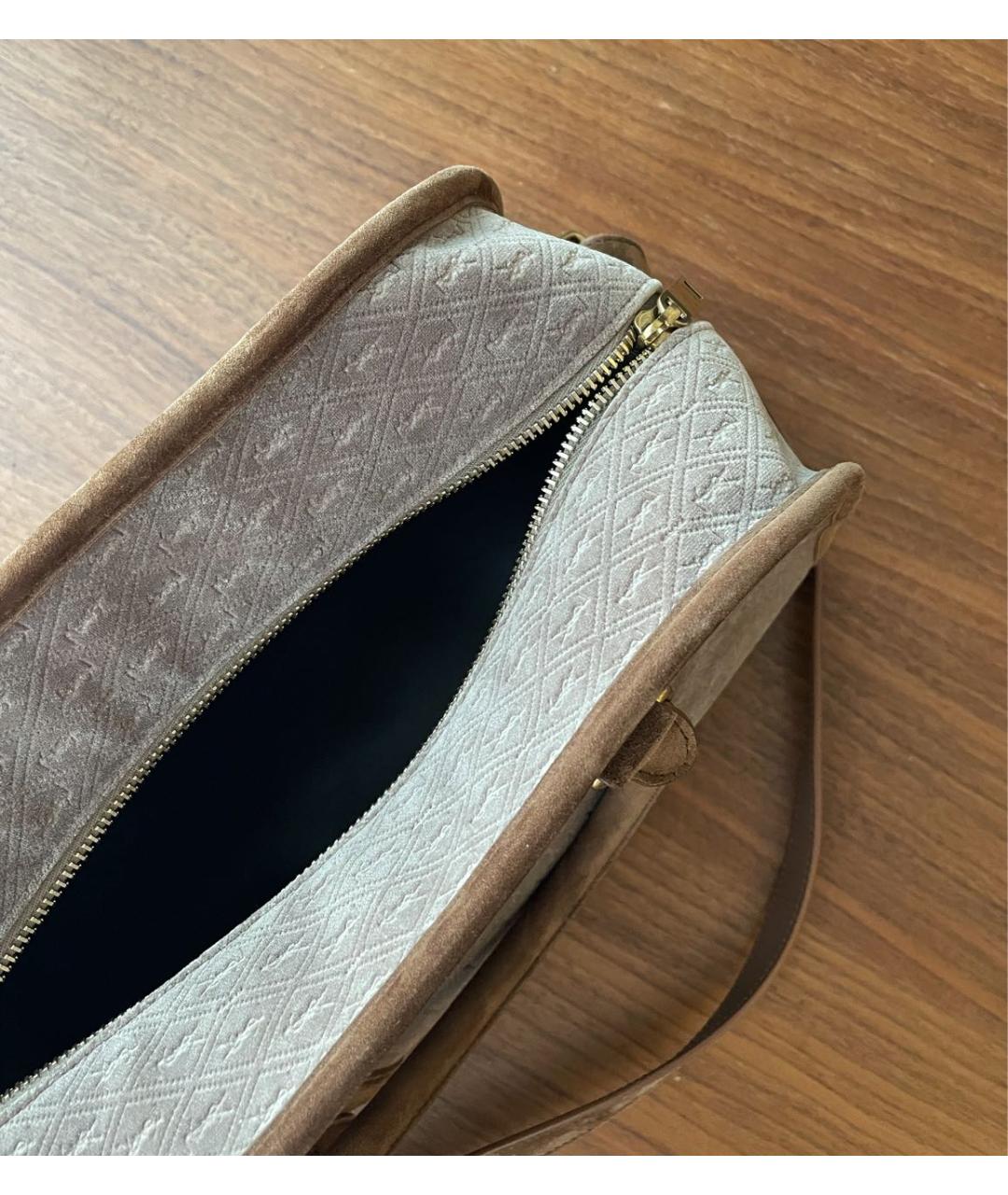 SAINT LAURENT Коричневая замшевая сумка с короткими ручками, фото 4