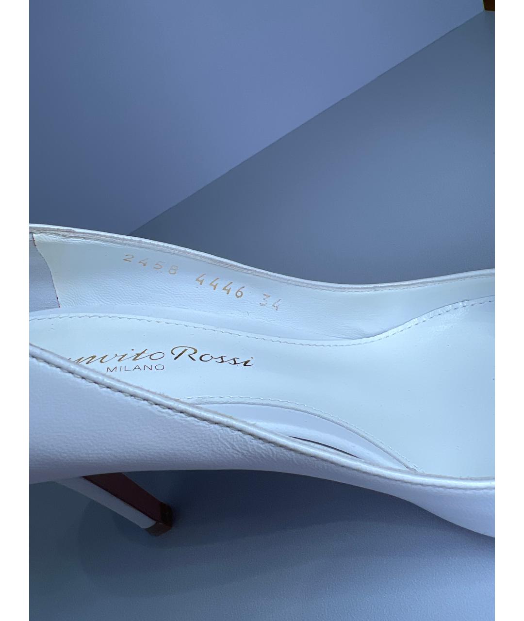 GIANVITO ROSSI Белые кожаные свадебные туфли на среднем каблуке, фото 6