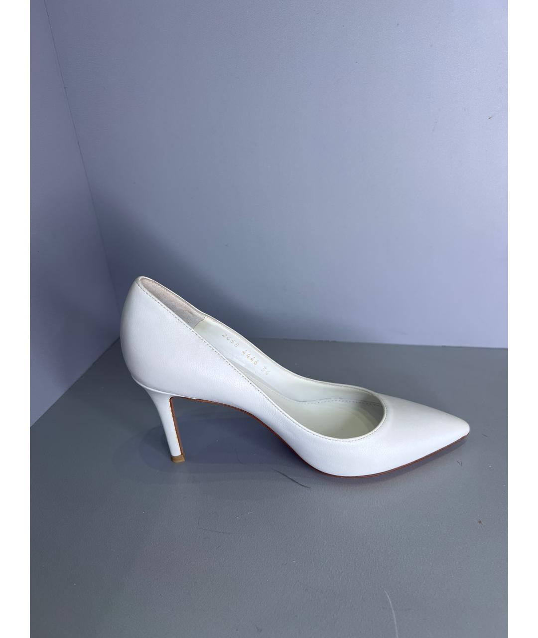 GIANVITO ROSSI Белые кожаные свадебные туфли на среднем каблуке, фото 7