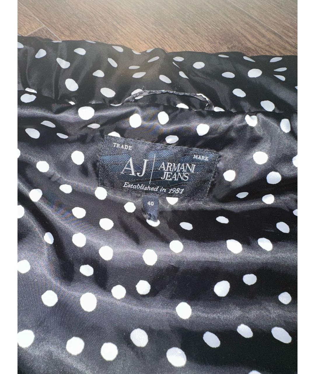 ARMANI JEANS Черный полиэстеровый пуховик, фото 3