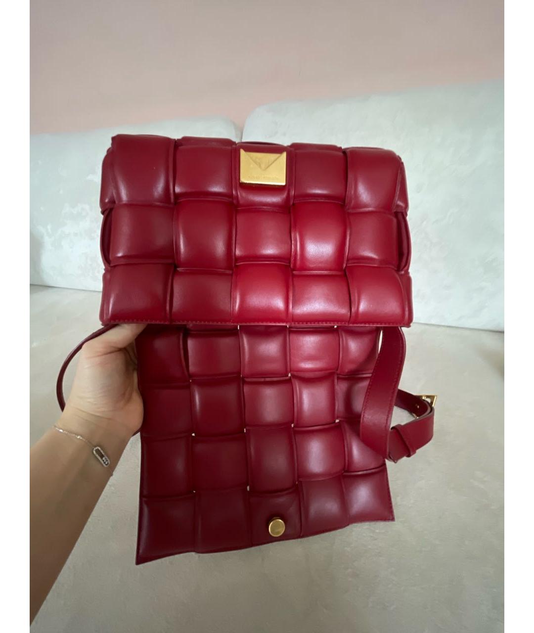 BOTTEGA VENETA Красная кожаная сумка через плечо, фото 5
