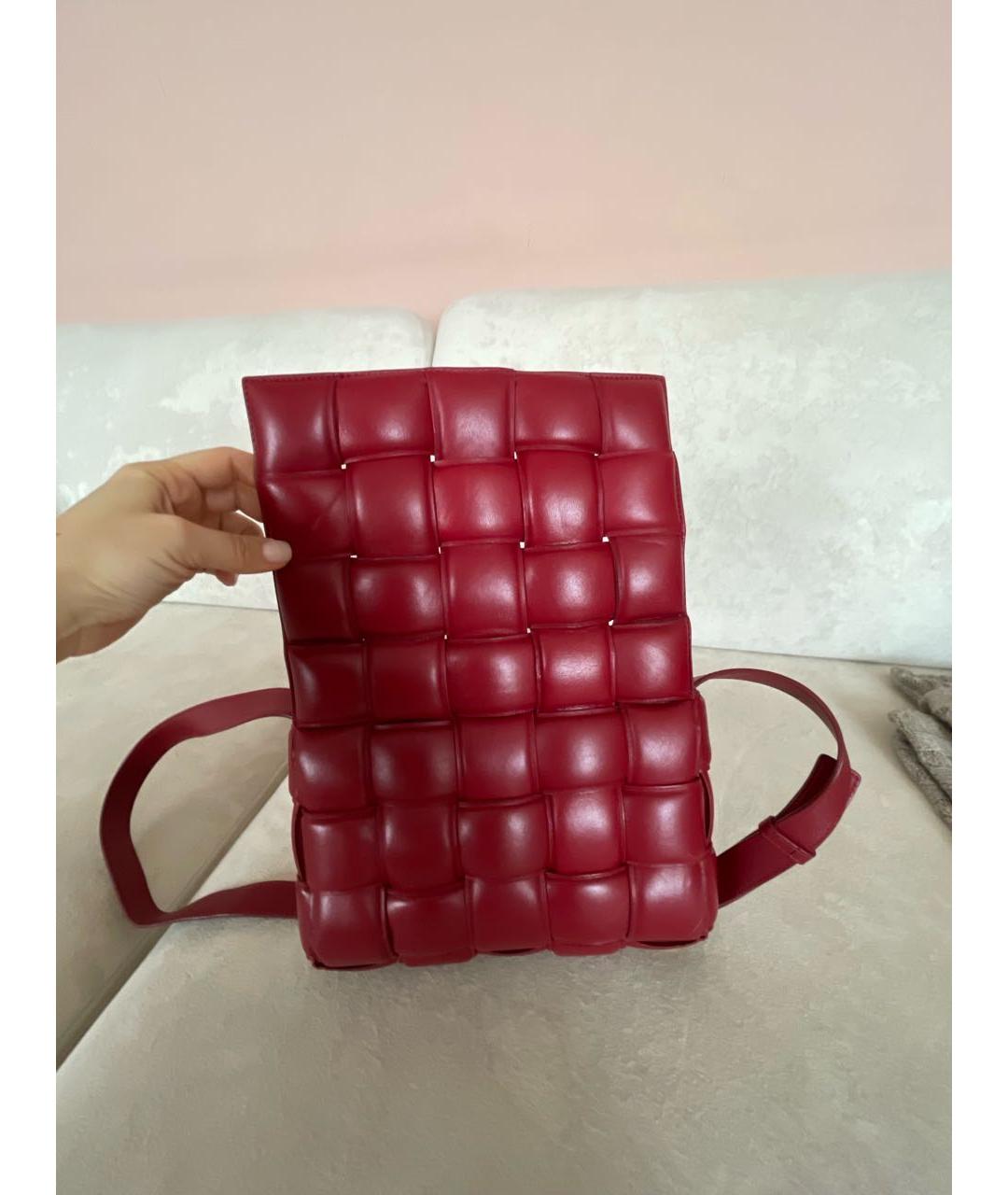 BOTTEGA VENETA Красная кожаная сумка через плечо, фото 8