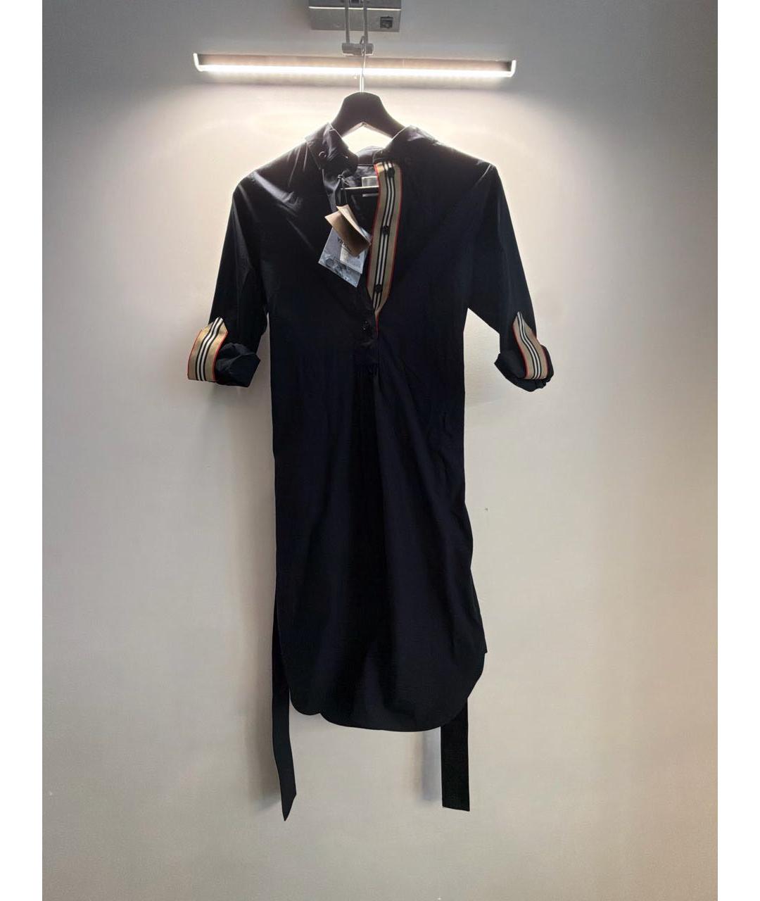 BURBERRY Черное хлопковое повседневное платье, фото 3