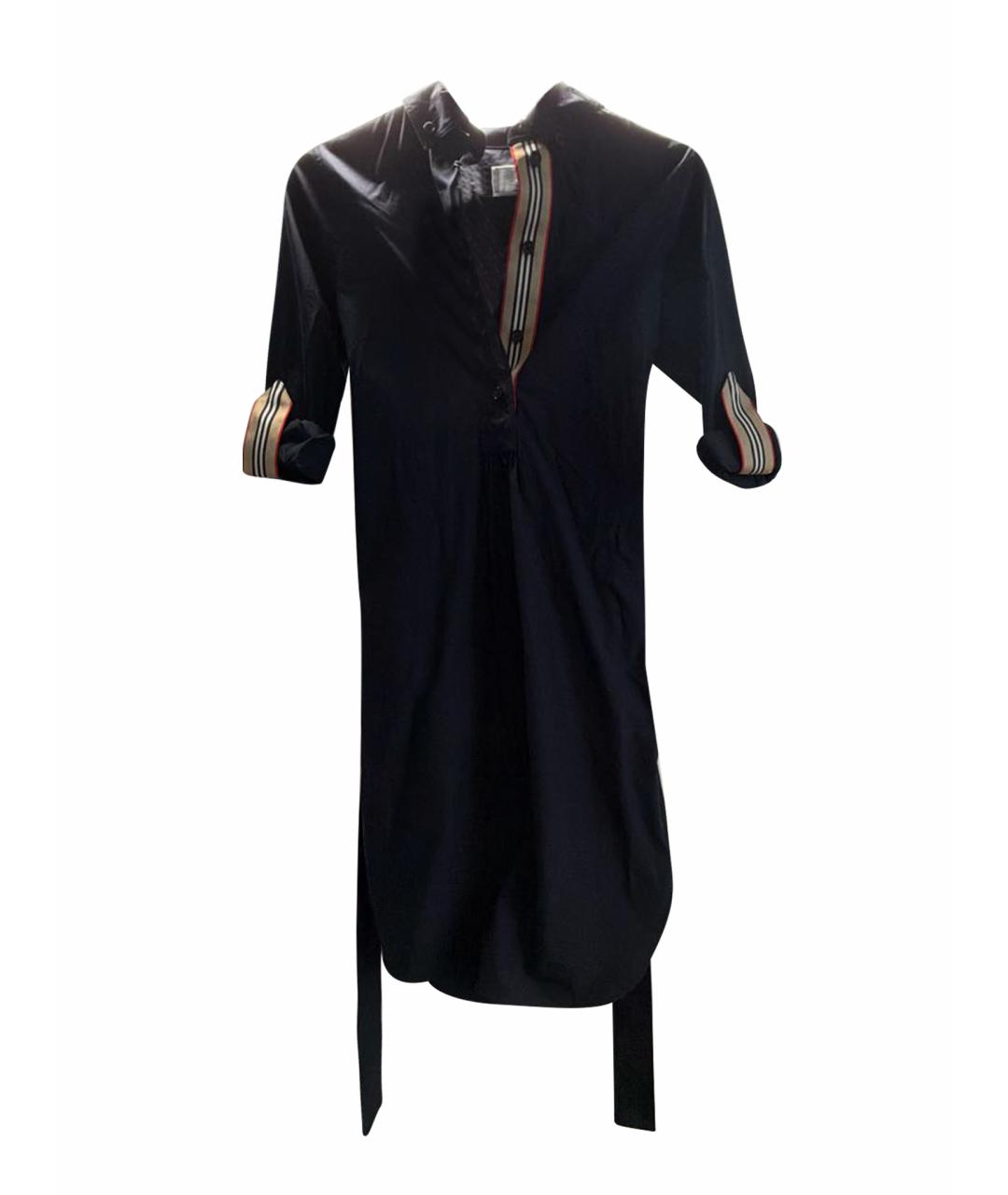 BURBERRY Черное хлопковое повседневное платье, фото 1