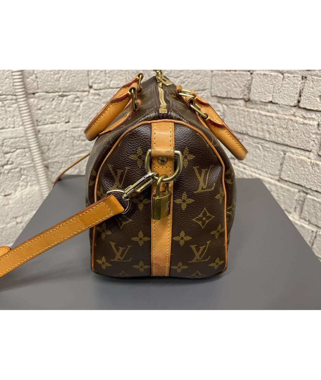 LOUIS VUITTON Коричневая кожаная сумка через плечо, фото 6