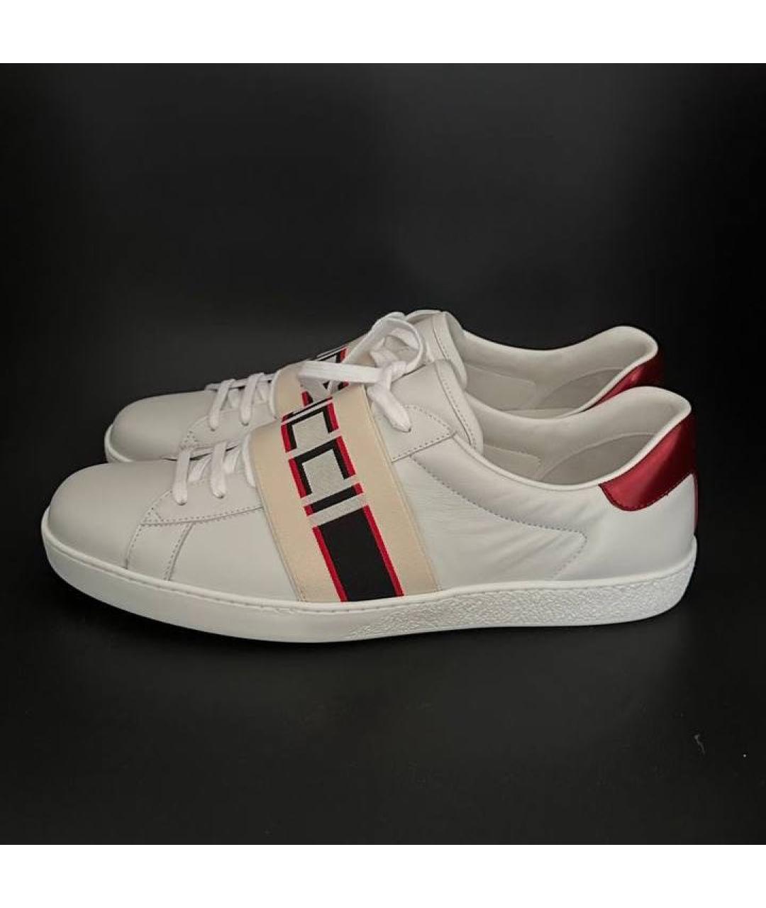 GUCCI Белые кожаные низкие кроссовки / кеды, фото 5