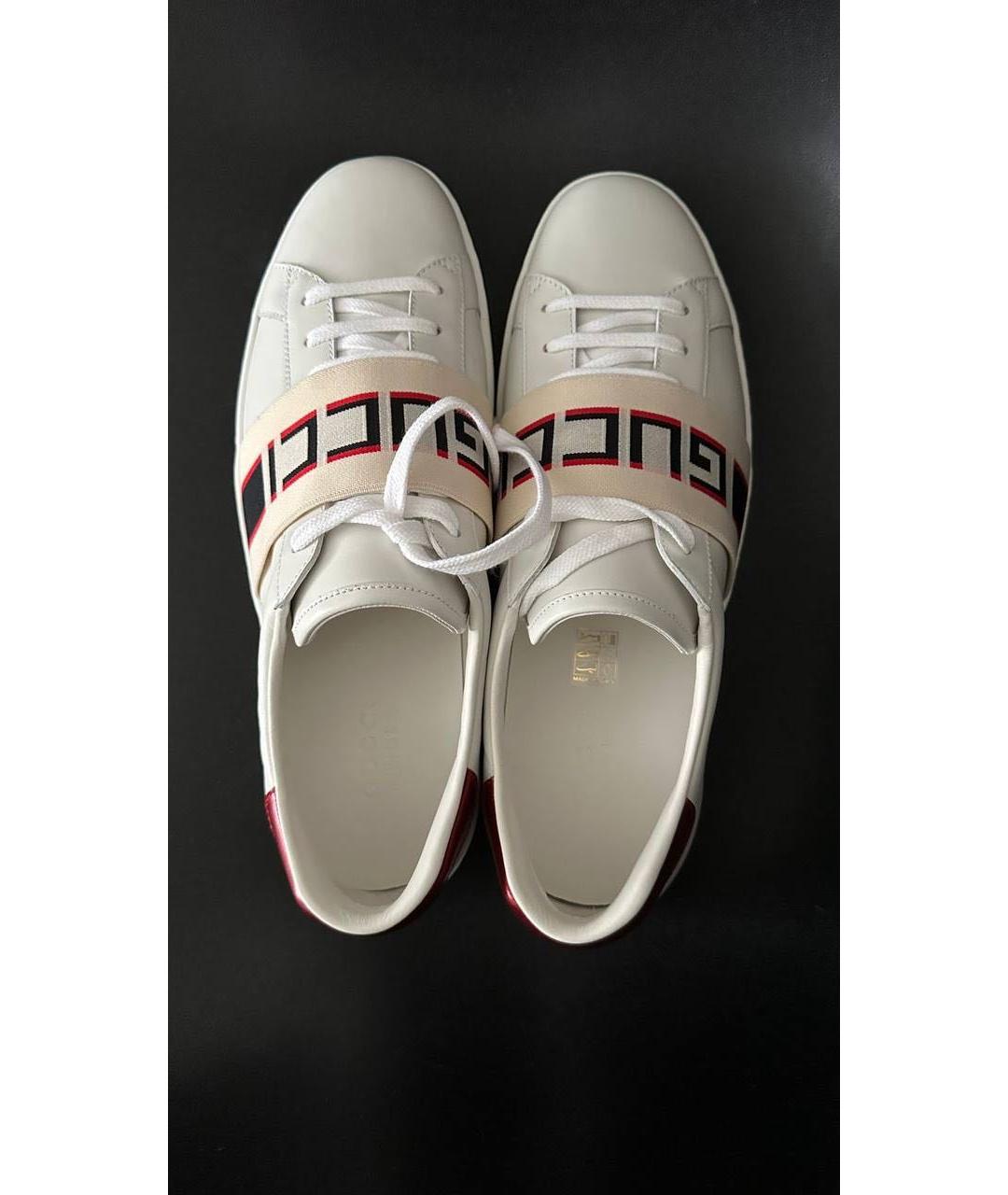 GUCCI Белые кожаные низкие кроссовки / кеды, фото 2