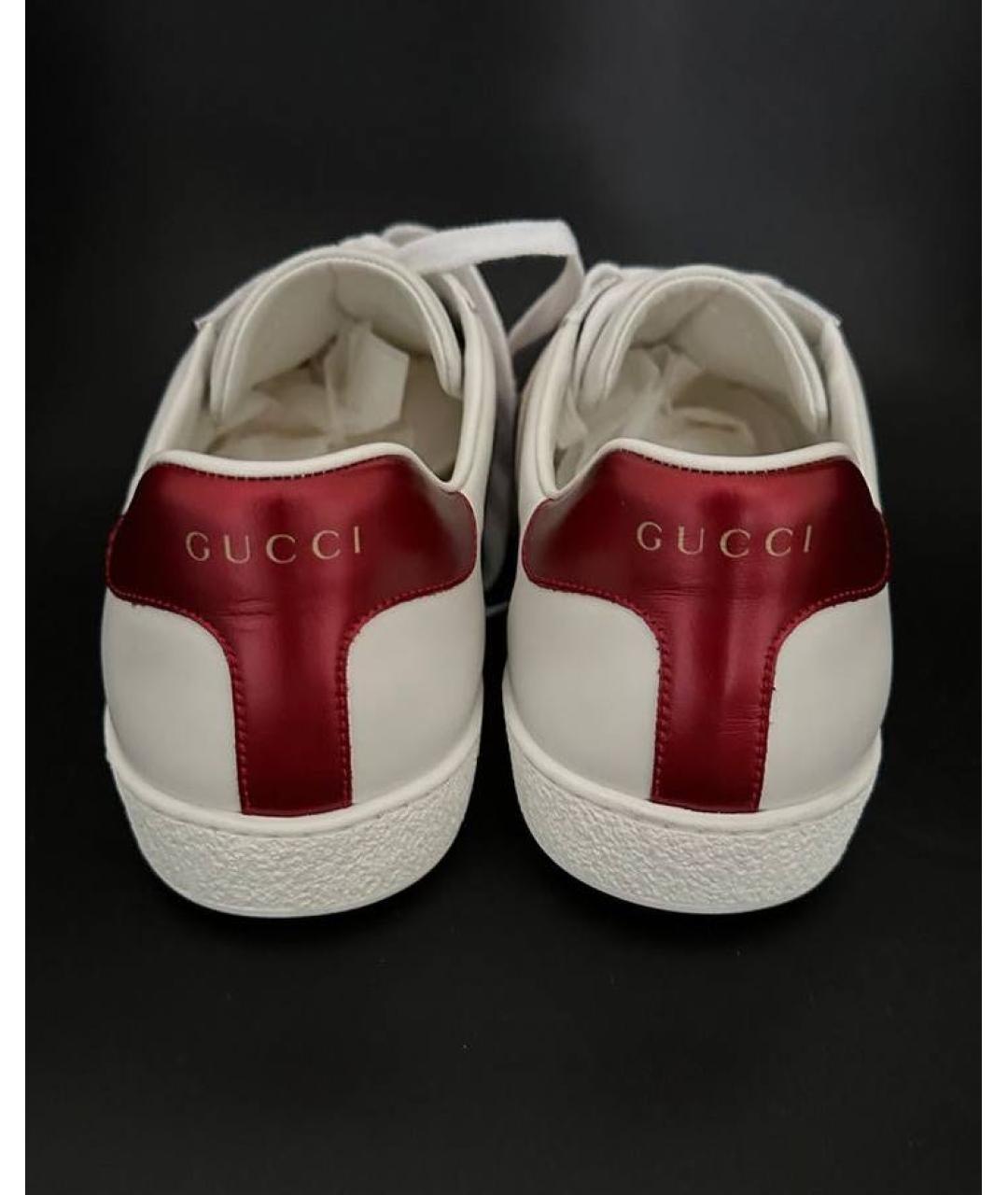 GUCCI Белые кожаные низкие кроссовки / кеды, фото 4
