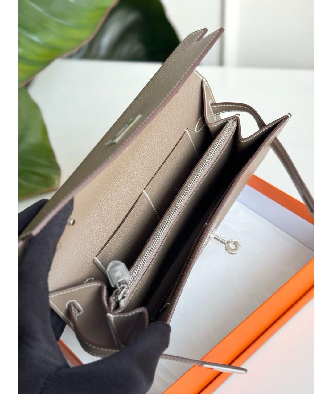 HERMES Бежевая кожаная сумка через плечо, фото 3