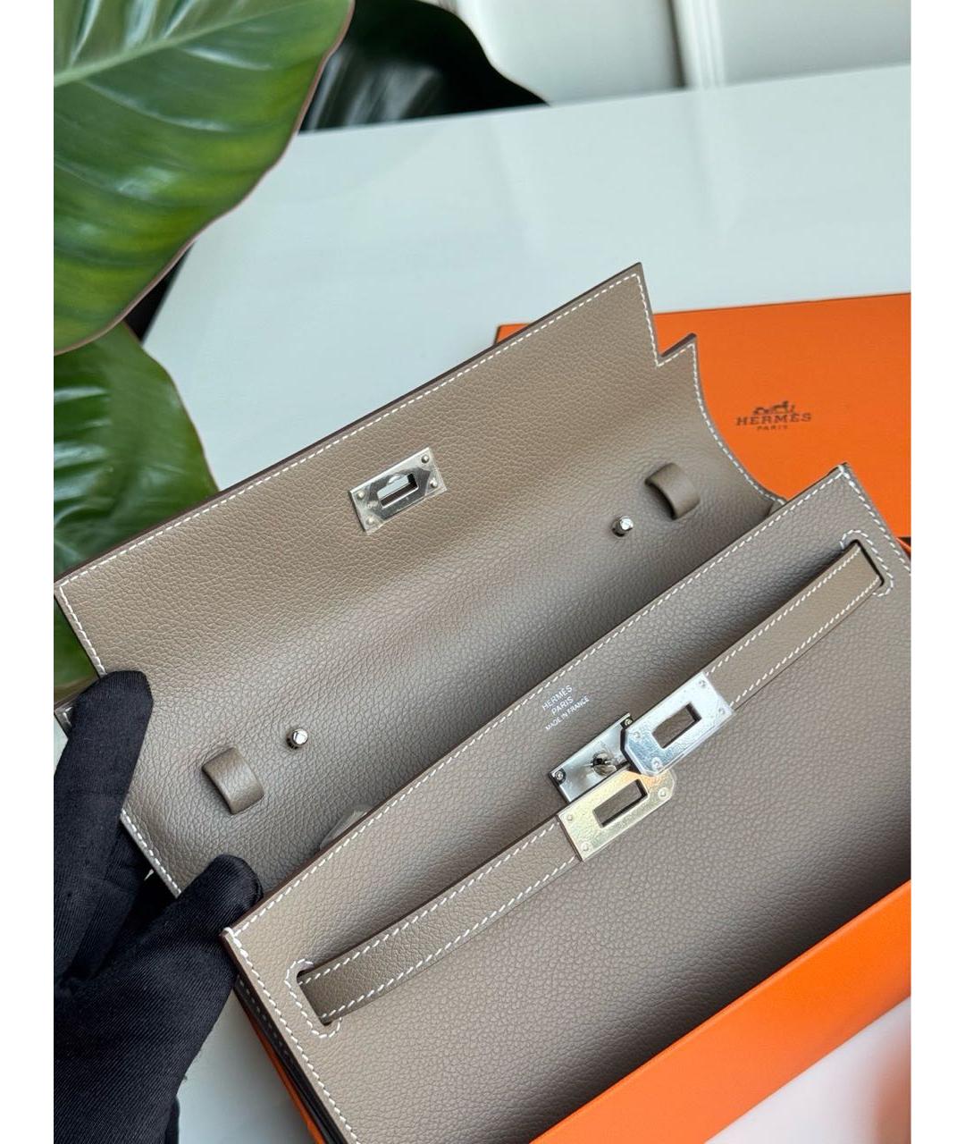 HERMES Бежевая кожаная сумка через плечо, фото 2