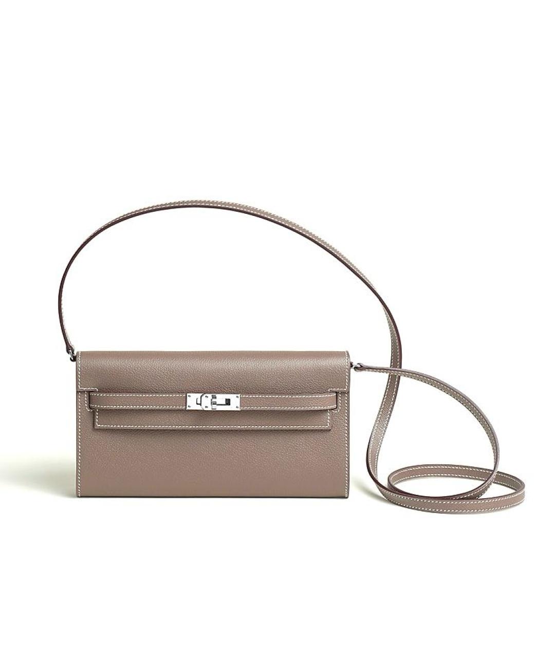 HERMES Бежевая кожаная сумка через плечо, фото 6