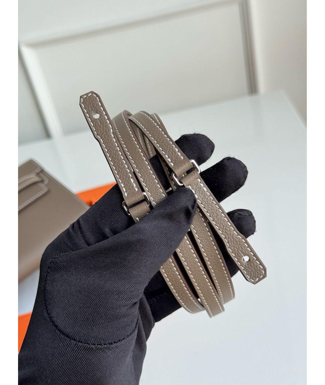 HERMES Бежевая кожаная сумка через плечо, фото 4