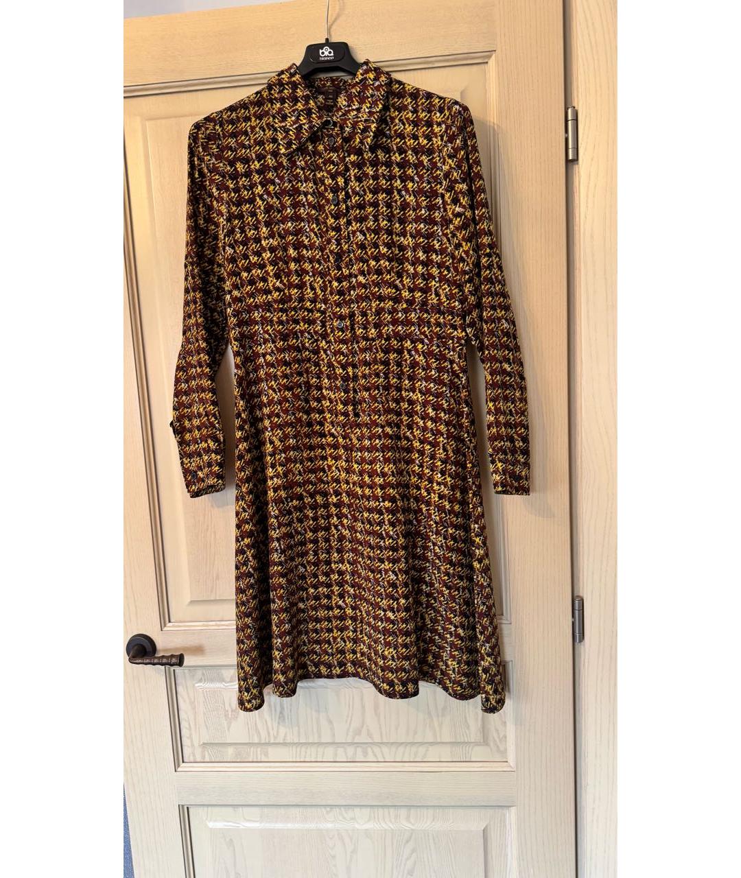 LOUIS VUITTON Коричневое шелковое повседневное платье, фото 4