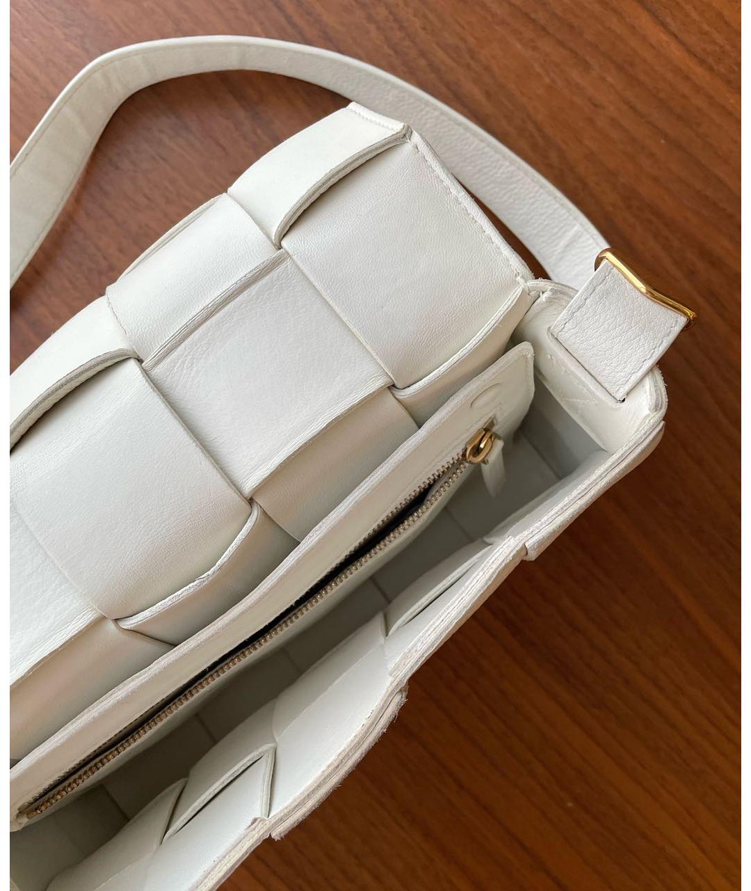 BOTTEGA VENETA Белая кожаная сумка через плечо, фото 3