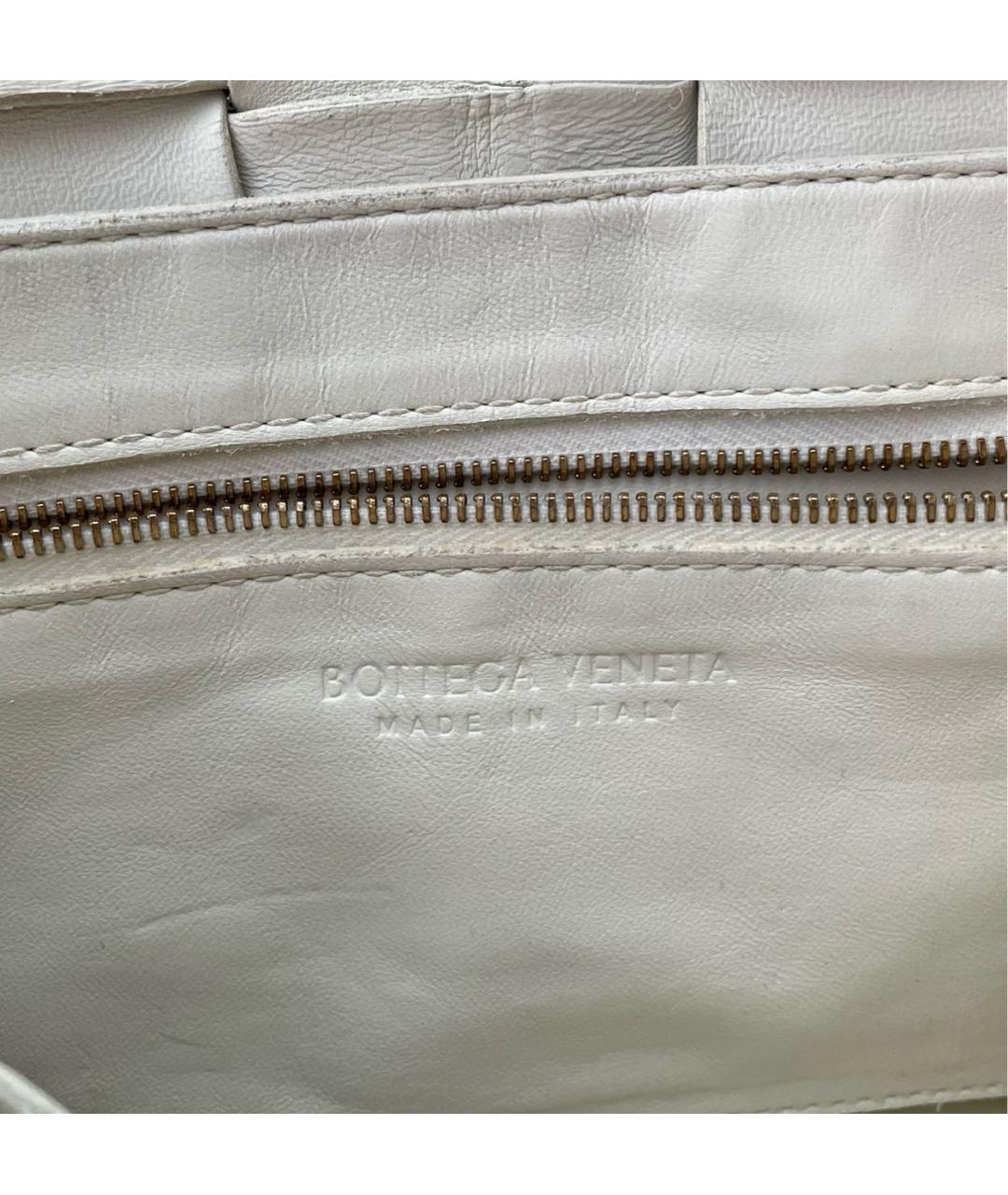 BOTTEGA VENETA Белая кожаная сумка через плечо, фото 4