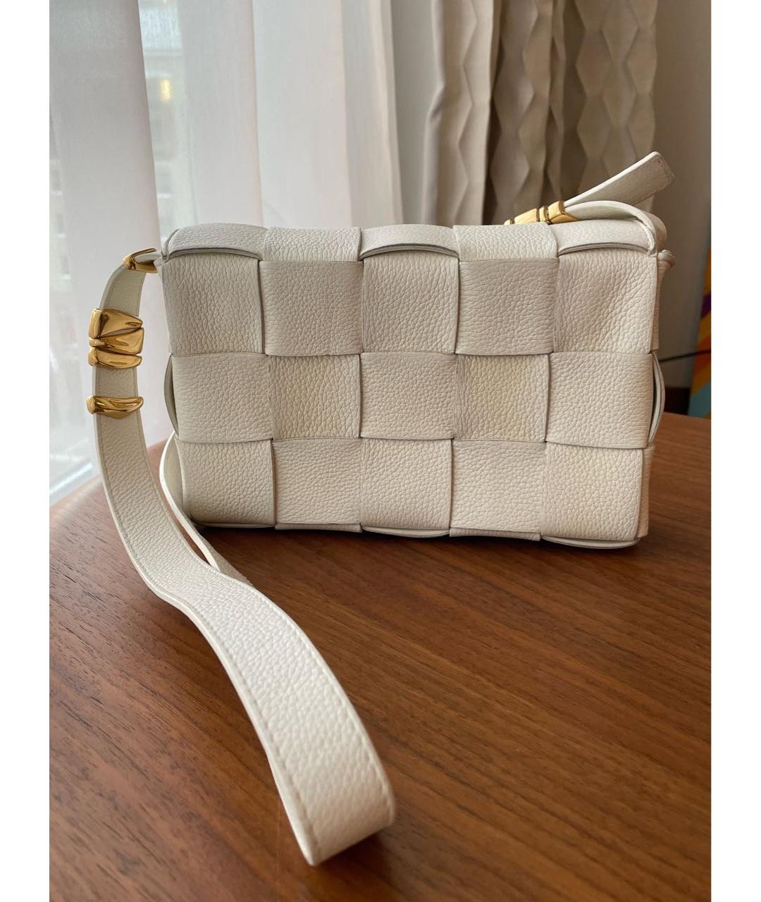 BOTTEGA VENETA Белая кожаная сумка через плечо, фото 5