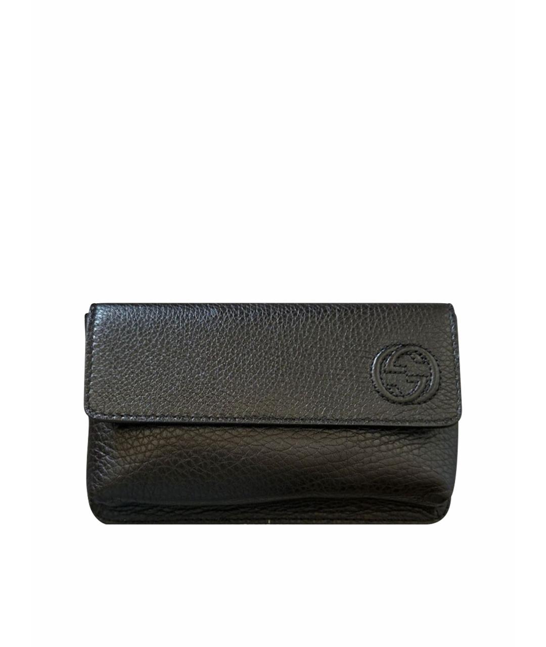 GUCCI Черная кожаная поясная сумка, фото 1